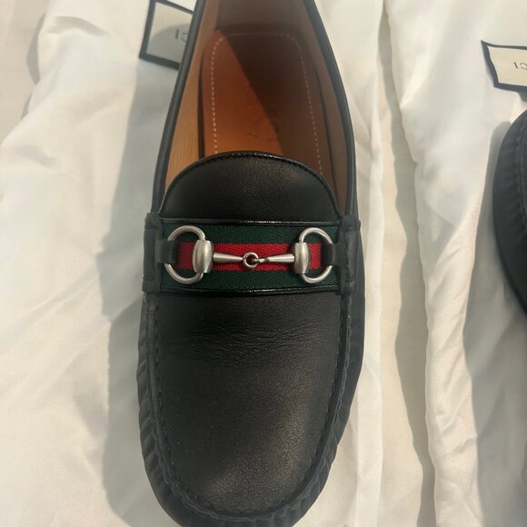 Gucci Mens Loafers w/ Horsebit and Web Stripe *Black with Web Stripe* main image 4